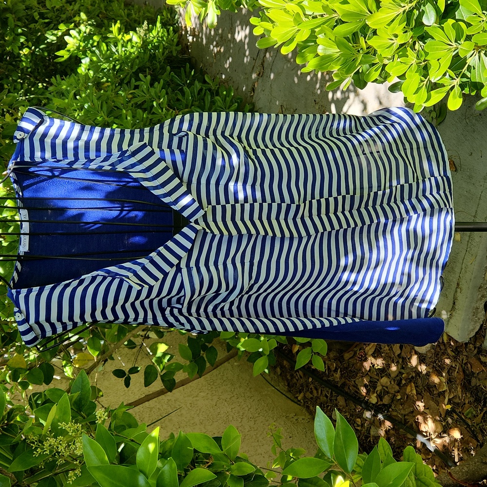 Femme By Tresics Sleeveless Blouse Shirt Blue & White  Stripes Sz XL